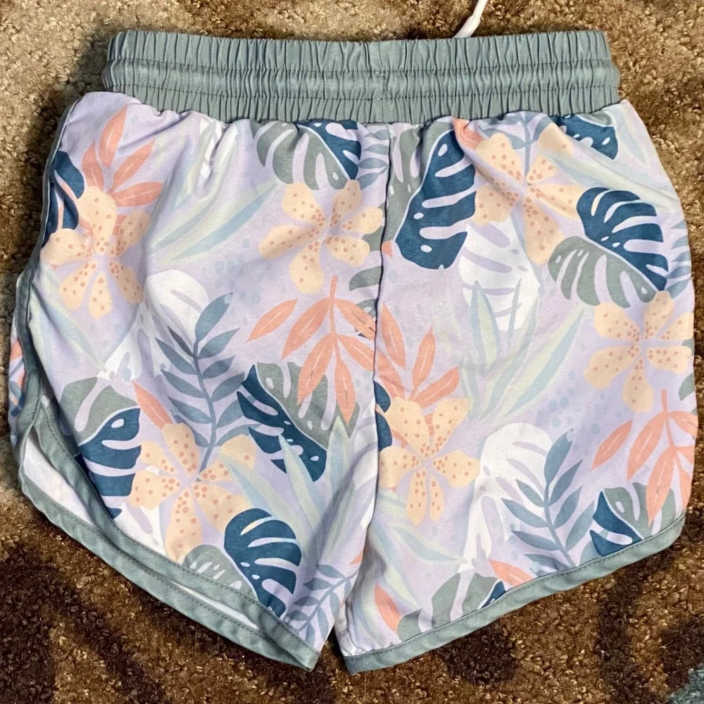 Boy Sz 24mo swim suit Little Co Floral Print Shorts Elastic Waist Activewear 24M